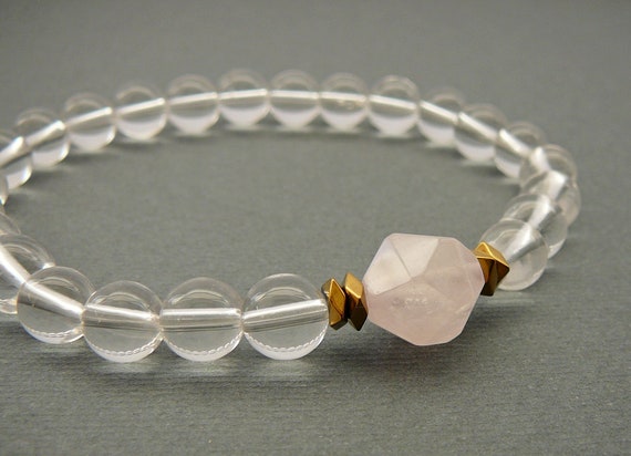 Cleat Quartz Bracelet For Women Gift For Sister Bracelet For Mom Rose Quartz Crystal Bracelet April Birthstone Aries Jewelry Gift For Her