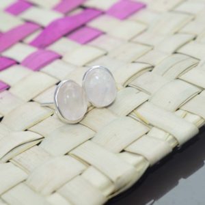 Pink Rose Quartz 925 Sterling Silver Gemstone Stud Earring, Quartz Stud | Natural genuine Array earrings. Buy crystal jewelry, handmade handcrafted artisan jewelry for women.  Unique handmade gift ideas. #jewelry #beadedearrings #beadedjewelry #gift #shopping #handmadejewelry #fashion #style #product #earrings #affiliate #ad