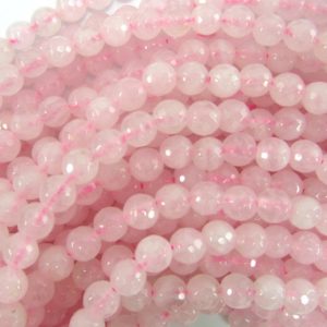 6mm faceted pink rose quartz round beads 15" strand 34675 | Natural genuine faceted Rose Quartz beads for beading and jewelry making.  #jewelry #beads #beadedjewelry #diyjewelry #jewelrymaking #beadstore #beading #affiliate #ad