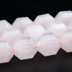 Shop Rose Quartz Faceted Beads! 8x7MM Rose Quartz Beads Faceted Bicone Barrel Drum Grade A Genuine Natural Gemstone Loose Beads 15" / 7.5" Bulk Lot Options (117580) | Natural genuine faceted Rose Quartz beads for beading and jewelry making.  #jewelry #beads #beadedjewelry #diyjewelry #jewelrymaking #beadstore #beading #affiliate #ad