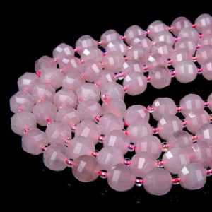 Shop Rose Quartz Faceted Beads! Natural Madagascar Rose Quartz Gemstone Grade AAA Faceted Lantern 8MM 10MM Loose Beads (D40) | Natural genuine faceted Rose Quartz beads for beading and jewelry making.  #jewelry #beads #beadedjewelry #diyjewelry #jewelrymaking #beadstore #beading #affiliate #ad