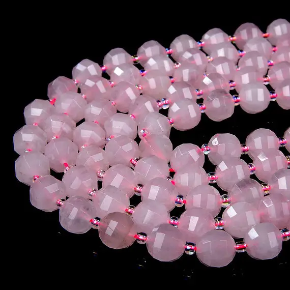 Natural Madagascar Rose Quartz Gemstone Grade Aaa Faceted Lantern 8mm 10mm Loose Beads (d40)