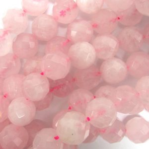 Shop Rose Quartz Faceted Beads! Natural Faceted Pink Rose Quartz Round Beads 15" Strand 4mm 6mm 8mm 10mm 12mm | Natural genuine faceted Rose Quartz beads for beading and jewelry making.  #jewelry #beads #beadedjewelry #diyjewelry #jewelrymaking #beadstore #beading #affiliate #ad