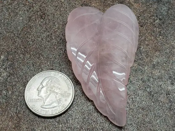 Rose Quartz Leaf Pendant, 70mm By 40mm