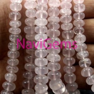 Shop Rose Quartz Rondelle Beads! Awesome Quality 16"Long Strand Smooth Rondelle Beads, Natural Rose quartz Gemstone, Size 8-11 MM Rondelle Beads , Quartz Jewelry Wholesale | Natural genuine rondelle Rose Quartz beads for beading and jewelry making.  #jewelry #beads #beadedjewelry #diyjewelry #jewelrymaking #beadstore #beading #affiliate #ad