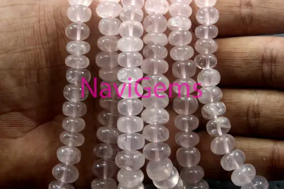 Awesome Quality 16"long Strand Smooth Rondelle Beads, Natural Rose Quartz Gemstone, Size 8-11 Mm Rondelle Beads , Quartz Jewelry Wholesale