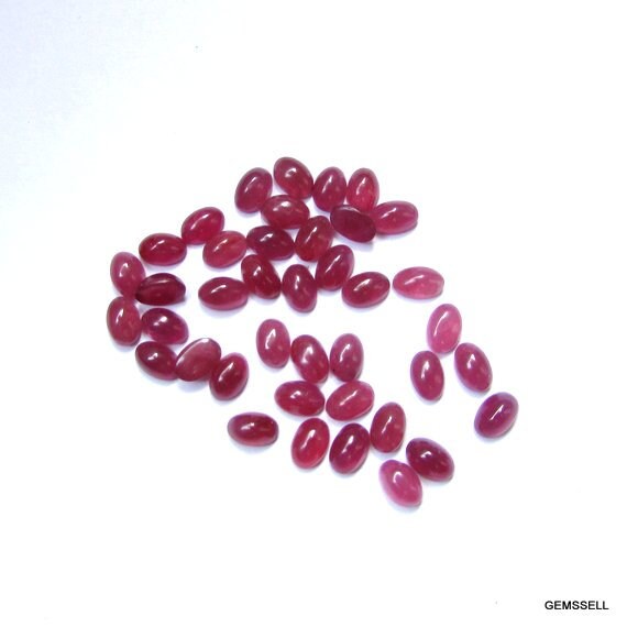 5 Pieces 3x5mm Ruby Oval Cabochon Gemstone, Unheated Or Untreated, 100% Natural Ruby Cabochon Oval Loose Gemstone, Aaa Quality Gemstone