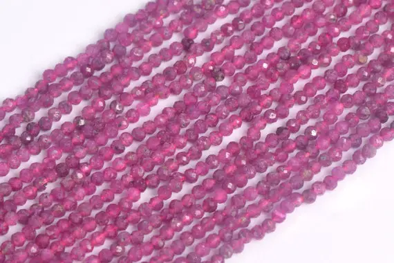 2mm Ruby Beads Grade Aaa Genuine Natural Gemstone Full Strand Faceted Round Loose Beads 15" Bulk Lot Options (108705-2757)