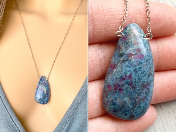 Ruby Fuchsite Necklace, Gold Or Silver Necklace, Ruby In Fuchsite Pendant Necklace, July Birthstone Necklace, Natural Ruby Fuchsite Jewelry