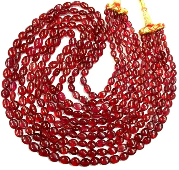 Aaaa++ Quality~~extremely Beautiful~~natural Ruby Oval Gemstone Beads Necklace Great Luster Smooth Polished Ruby Oval Shape Beads 5 Strand.