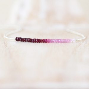 Shop Ruby Necklaces! Ruby, Seed Bead & Sterling Silver Necklace, AAA Ombre Precious Gemstone Tiny Beaded Choker, Dainty and Delicate Layering Jewelry for Women | Natural genuine Ruby necklaces. Buy crystal jewelry, handmade handcrafted artisan jewelry for women.  Unique handmade gift ideas. #jewelry #beadednecklaces #beadedjewelry #gift #shopping #handmadejewelry #fashion #style #product #necklaces #affiliate #ad