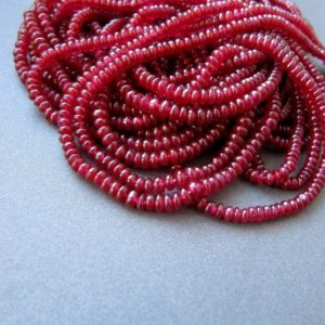 Shop Ruby Rondelle Beads! Longido Ruby Rondelles • 1.80-3mm TINY Seed Beads • Rare Find Great Deal • AAA Smooth • Natural Genuine • Translucent Pigeon Blood Dark Red | Natural genuine rondelle Ruby beads for beading and jewelry making.  #jewelry #beads #beadedjewelry #diyjewelry #jewelrymaking #beadstore #beading #affiliate #ad