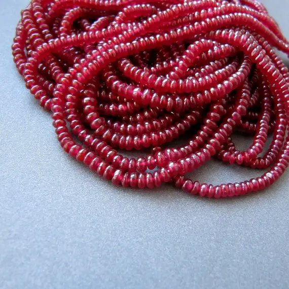 Longido Ruby Rondelles • 1.80-3mm Tiny Seed Beads • Rare Find Great Deal • Aaa Smooth • Natural Genuine • translucent Pigeon Blood Dark Red