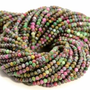 Shop Ruby Zoisite Beads! 2mm Genuine Brazil Ruby Zoisite Gemstone Multi Color Micro Faceted Round Beads 15.5 inch BULK LOT 1,2,6,12 and 50 (80004633-344) | Natural genuine beads Ruby Zoisite beads for beading and jewelry making.  #jewelry #beads #beadedjewelry #diyjewelry #jewelrymaking #beadstore #beading #affiliate #ad