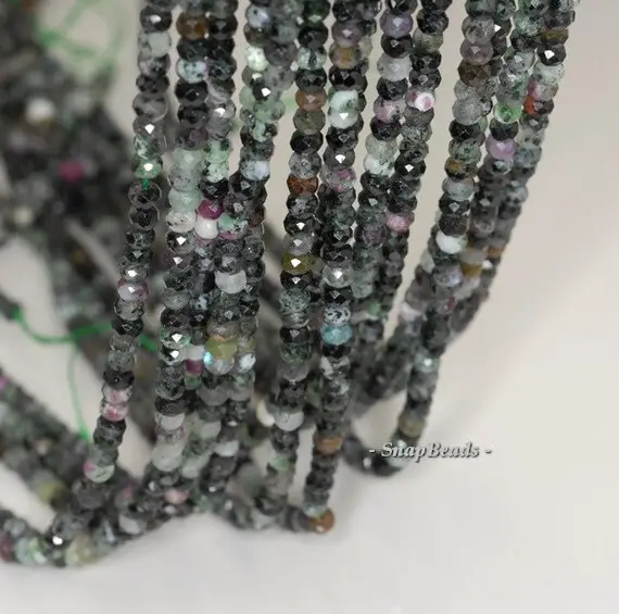 4x3mm Dark Ruby Zoisite Gemstone Grade B Faceted Rondelle Loose Beads 7.5 Inch Half Strand (90192081-341)