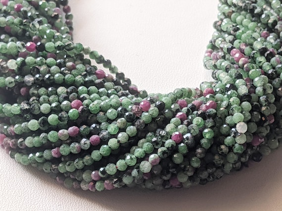 2.5mm Ruby Zoisite Faceted Rondelles Natural Ruby Zoisite Beads For Necklace Ruby Zoisite Jewelry (1str - 5str Options) - Dga82