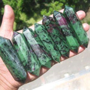 Shop Ruby Zoisite Stones & Crystals! Ruby Zoisite Crystal Double Terminated Point Natural Ruby Zoisite Crystal Point Gemstone Wand Healing Crystal Wholesale | Natural genuine stones & crystals in various shapes & sizes. Buy raw cut, tumbled, or polished gemstones for making jewelry or crystal healing energy vibration raising reiki stones. #crystals #gemstones #crystalhealing #crystalsandgemstones #energyhealing #affiliate #ad