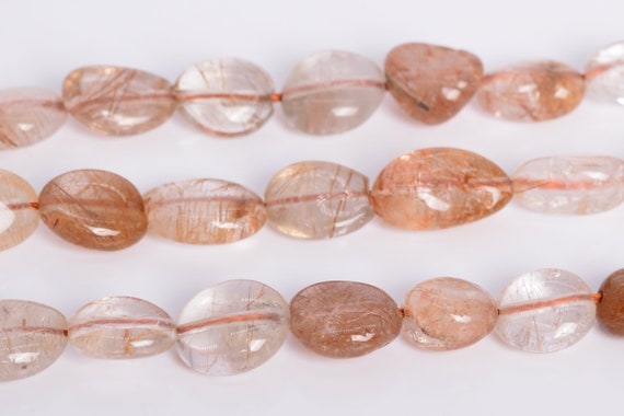 8-10mm Bronze Rutilated Quartz Beads Pebble Nugget Grade Aa Genuine Natural Gemstone Loose Beads 15.5"/7.5"  Bulk Lot Options (108548)