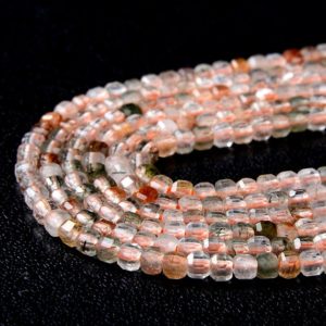 Shop Rutilated Quartz Faceted Beads! 2MM Natural Multi Rutilated Quartz Gemstone Grade AA Micro Faceted Diamond Cut Cube Loose Beads (P42) | Natural genuine faceted Rutilated Quartz beads for beading and jewelry making.  #jewelry #beads #beadedjewelry #diyjewelry #jewelrymaking #beadstore #beading #affiliate #ad