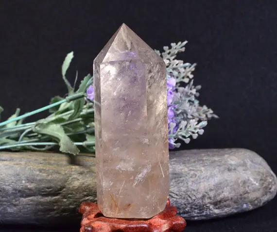 A Clear Golden Copper Rutilated Quartz Crystal Point,gold Rutilated Crystal Tower,collections,display,energy Crystal,93mm