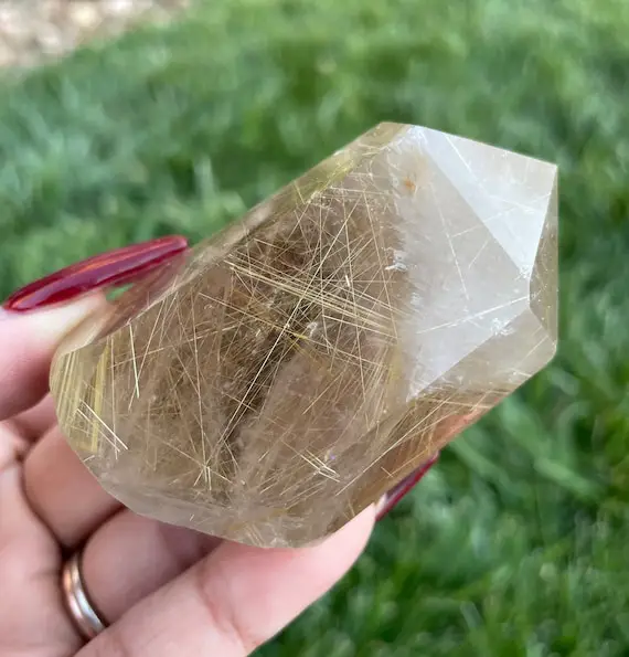Rutilated Crystal Point (129.88g) Rutile Quartz Crystal Tower, Rutilated Quartz Stone Point Natural Gemstone Tower Crystal Wand