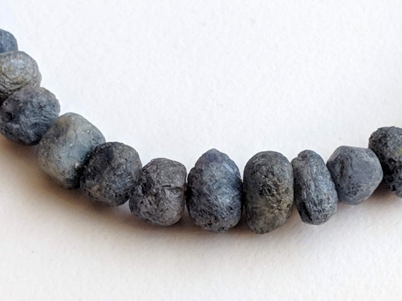 7-8mm Blue Sapphire Rough Strand, Natural Blue Sapphire Beads, Rough Sapphire Gemstone For Jewelry, Loose Raw Blue Sapphire 13 Inch - Pdg104