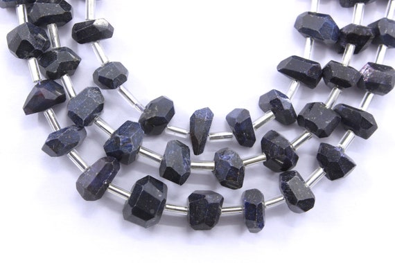 Fine Quality Natural Blue Sapphire Gemstone, 26 Pieces Faceted Nuggets Shape Beads,size 7-10 Mm Blue Sapphire September Birthstone Wholesale
