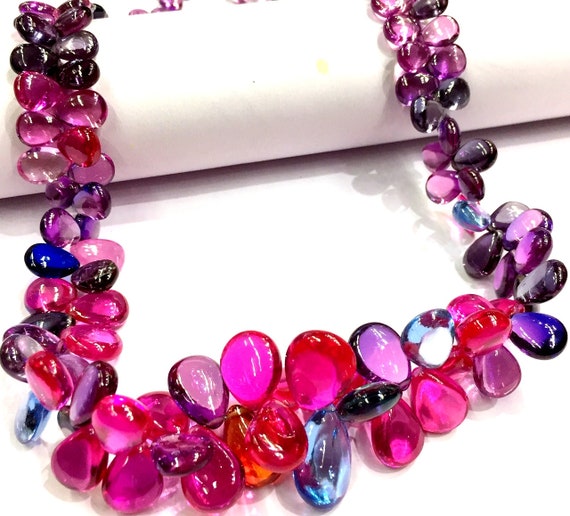 Aaaa+ Quality~~extremely Beautiful~~pinkish Purple Sapphire Smooth Pear Shape Beads Sapphire Peardrop Gemstone Beads Multi Beads Necklace.