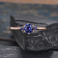 Rose Gold Sapphire Engagement Ring Natural Sapphire Ring September Birthstone Three Stone 3 Stones Ring Dainty Promise Gift For Woman | Natural genuine Gemstone jewelry. Buy handcrafted artisan wedding jewelry.  Unique handmade bridal jewelry gift ideas. #jewelry #beadedjewelry #gift #crystaljewelry #shopping #handmadejewelry #wedding #bridal #jewelry #affiliate #ad
