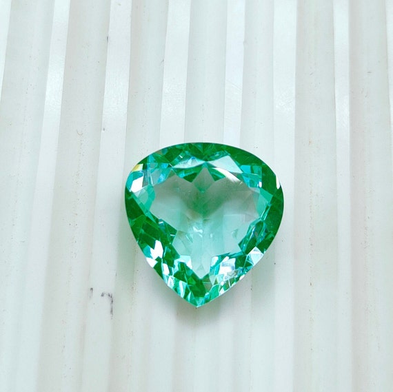 Green Sapphire Stone, Green Mint Sapphire, Heart Shape Green Sapphire, 20 Mm Heart Green Sapphire, Lab Grown Green Sapphire, Jewelry Making
