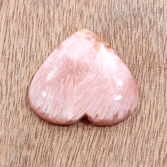 Loving Heart Shape Scolecite Gemstone For Silver Jewelry 33*35 Mm Loose Gemstone Scolecite 41.20 Cts Flat Back Cabochon Stone Of Inner Peace