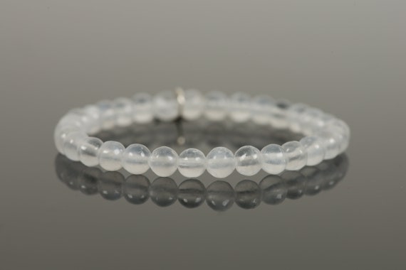 Selenite Natural Gemstone Bracelet, 6mm White Selenite Bracelet
