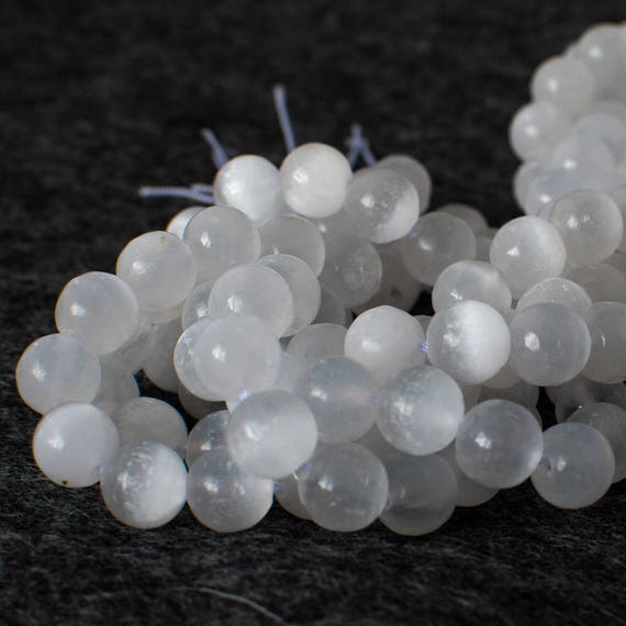 Natural Selenite (satin Spar) Semi-precious Gemstone Round Beads - 6mm, 8mm, 10mm, 12mm Sizes - 15" Strand