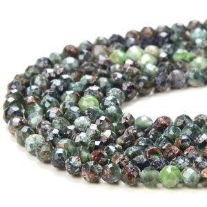 Shop Seraphinite Beads! 2MM Natural Russian Seraphinite Gemstone Micro Faceted Round Loose Beads 15 inch Full Strand (80016199-P49) | Natural genuine faceted Seraphinite beads for beading and jewelry making.  #jewelry #beads #beadedjewelry #diyjewelry #jewelrymaking #beadstore #beading #affiliate #ad