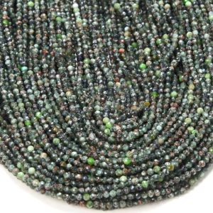 Shop Seraphinite Beads! 2MM Natural Russian Seraphinite Gemstone Micro Faceted Round Beads 15 inch Full Strand BULK LOT 1,2,6,12 and 50 (80016199-P49) | Natural genuine faceted Seraphinite beads for beading and jewelry making.  #jewelry #beads #beadedjewelry #diyjewelry #jewelrymaking #beadstore #beading #affiliate #ad