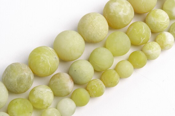 Matte Serpentine Jade Beads Genuine Natural Grade Aaa Gemstone Yellow Green Round Loose Beads 6mm 8mm 10mm Bulk Lot Options