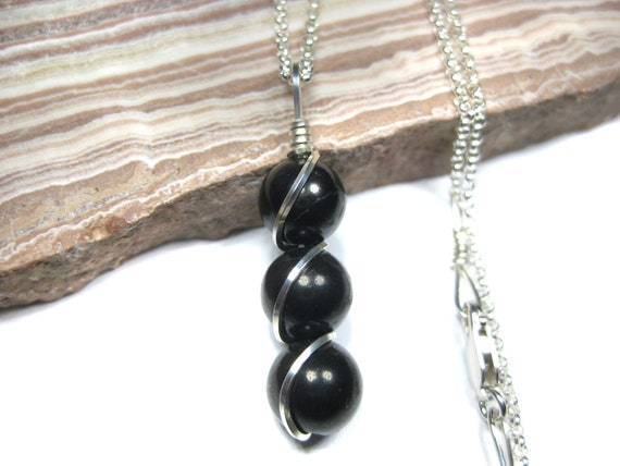Shungite Pendant In Sterling Silver W/free 18" Sterling Silver Chain