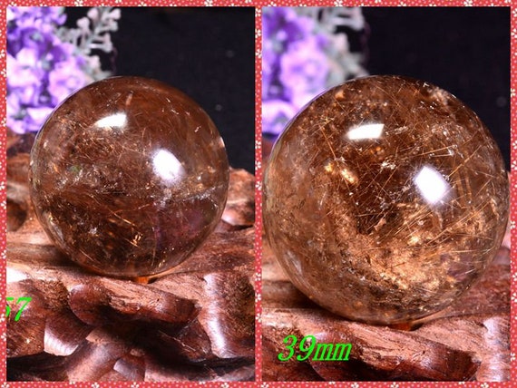 2pc Natural Smoky Rutilated Crystal Spheres,some Hair In The Spheres,healing Crystal,brown Smoky Quartz Balls,thanksgiving And Christmas