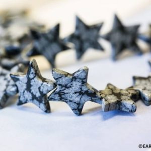Shop Snowflake Obsidian Beads! XL/ Snowflake Obsidian 16mm/ 20mm Star beads 15.5" strand Size varies Natural black/gray color gemstone beads  For jewelry making | Natural genuine beads Snowflake Obsidian beads for beading and jewelry making.  #jewelry #beads #beadedjewelry #diyjewelry #jewelrymaking #beadstore #beading #affiliate #ad