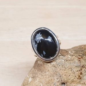 Shop Snowflake Obsidian Rings! Snowflake Obsidian ring. Reiki jewelry for meditation . Reiki stone for base chakra. Virgo jewelry. Adjustable ring uk. Statement ring | Natural genuine Snowflake Obsidian rings, simple unique handcrafted gemstone rings. #rings #jewelry #shopping #gift #handmade #fashion #style #affiliate #ad