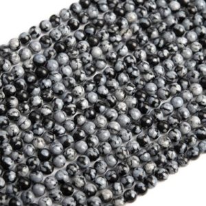 Shop Snowflake Obsidian Round Beads! 3MM Snowflake Obsidian Beads Grade AAA Genuine Natural Gemstone Full Strand Round Loose Beads 15" BULK LOT 1,3,5,10 and 50 (104120-1180) | Natural genuine round Snowflake Obsidian beads for beading and jewelry making.  #jewelry #beads #beadedjewelry #diyjewelry #jewelrymaking #beadstore #beading #affiliate #ad