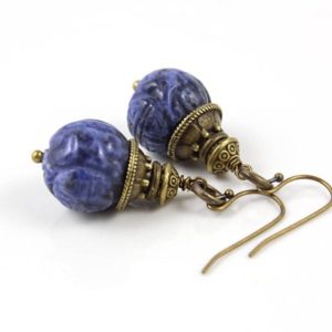 Shop Sodalite Earrings! Blue Earrings, Sodalite Earrings, Rustic Earrings, Antique Earrings, Bohemian Earrings, Gift for Her, Tribal Earrings, Gift for Wife,  Yoga | Natural genuine Sodalite earrings. Buy crystal jewelry, handmade handcrafted artisan jewelry for women.  Unique handmade gift ideas. #jewelry #beadedearrings #beadedjewelry #gift #shopping #handmadejewelry #fashion #style #product #earrings #affiliate #ad