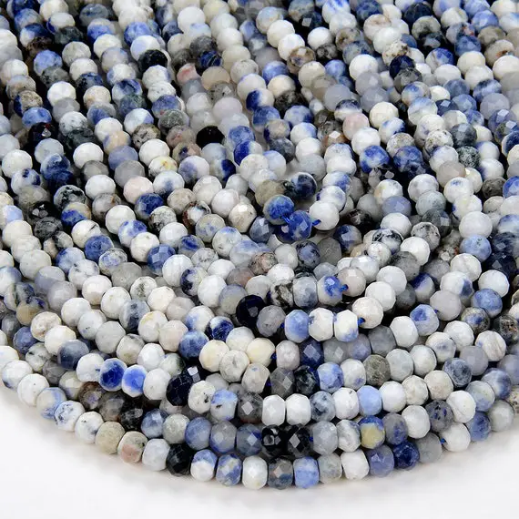 6x4mm Natural Rare White Sodalite Gemstone Grade Aaa Micro Faceted Rondelle Loose Beads Bulk Lot 1,2,6,12 And 50 (p37)