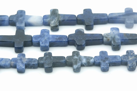 Gemstone Cross Beads -sodalite Cross Beads - Natural Blue Cross Pendant - Religious Rossary Gemstone - Prayer Jewelry Supplies
