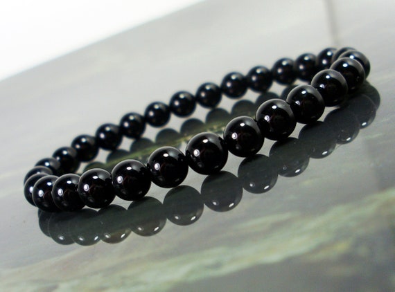 Black Spinel Bracelet 6 Mm, Natural Gemstone Bracelet,  Women Men Bracelet, Beaded Bracelet, Gift For Women Gift For Men +gift Box
