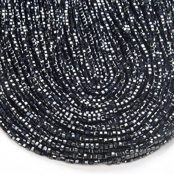 2mm Natural Black Spinel Gemstone Grade Aaa Micro Faceted Diamond Cut Cube Loose Beads Bulk Lot 1,2,6,12 And 50 (p42)