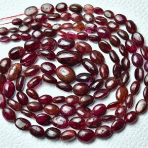 14 Inches Strand Natural Red Spinel Beads 5mm to 9mm Smooth Oval Beads Gemstone Beads Superb Spinel Stone Semi Precious Bead No3793 | Natural genuine other-shape Gemstone beads for beading and jewelry making.  #jewelry #beads #beadedjewelry #diyjewelry #jewelrymaking #beadstore #beading #affiliate #ad