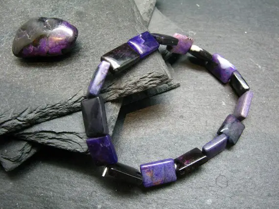 Sugilite Genuine Bracelet ~ 7 Inches  ~ 10mm Squared Beads