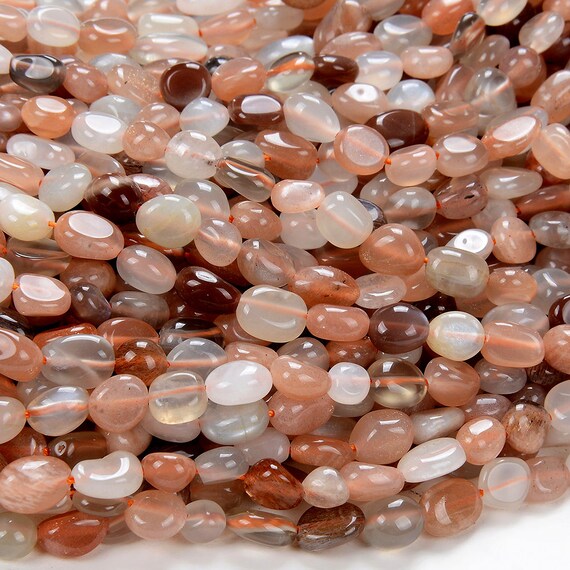 6-8mm Natural Sunstone Gemstone Pebble Nugget Loose Beads (d185)