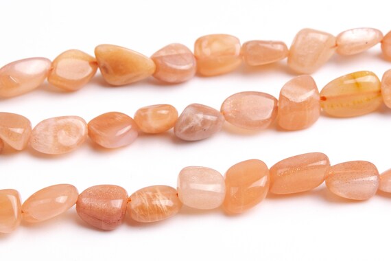 8-10mm Orange Sunstone Beads Pebble Nugget Grade A Genuine Natural Gemstone Loose Beads 15" / 7.5"bulk Lot Options (108546)